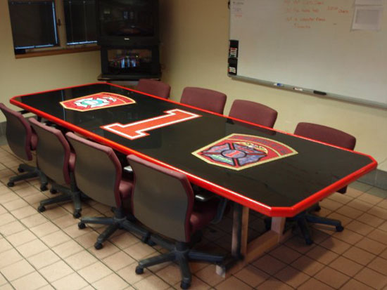 Arlington (VA) County Fire Station 1. This firehouse kitchen table was (link)
